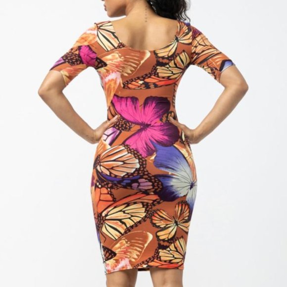 Women Casual Butterfly printed Dress - Picture 2 of 4